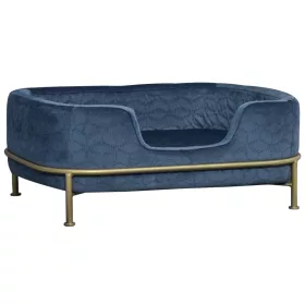 Kutyafekhely kisállat kanapé kék 63x43x24 cm luxus kutyaágy fekvőhely modern design
