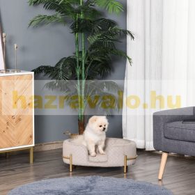   Kutyafekhely kisállat kanapé luxus kutyaágy fekvőhely macskák számára modern design bézs 64x40x24 cm