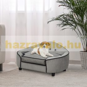  Kutyafekhely kisállat kanapé luxus kutyaágy fekvőhely modern design szürke 66x45x35 cm