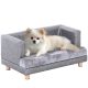 Dog bed pet sofa artificial leather luxury dog ​​bed 68x41x32 cm gray bed 