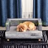 Dog bed pet sofa artificial leather luxury dog ​​bed 68x41x32 cm gray bed 