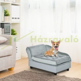   Kutyafekhely kisállat kanapé luxus kutyaágy 76x45x41 cm fekvőhely világosszürke tárolódoboz