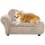 Kutyafekhely kisállat kanapé bézs luxus kutyaágy 80x40x46 cm fekvőhely ejtett tárolóhely