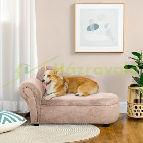   Kutyafekhely kisállat kanapé bézs luxus kutyaágy 80x40x46 cm fekvőhely ejtett tárolóhely