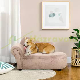  Kutyafekhely kisállat kanapé bézs luxus kutyaágy 80x40x46 cm fekvőhely ejtett tárolóhely