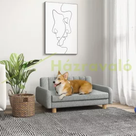   Kutyafekhely kisállat kanapé luxus kutyaágy 94x61x40 cm fekvőhely mosható huzattal, csúszásmentes lábakkal, szürke
