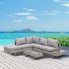 Polirattan seating set five-seater sofa weatherproof gray-brown