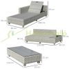 Polyrattan seating set five-person sofa weatherproof gray-beige