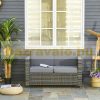 Polyrattan two-seater sofa armchair with cushion garden armchair two-seater rattan garden sofa grey