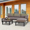 3-person garden furniture set with table, upholstered with sofa, 164x74x69 cm outdoor seating set 