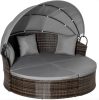 Polirattan luxury sofa with awning 171x180x155 cm sunning island brown-grey
