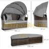 Polirattan luxury sofa with awning 171x180x155 cm sunning island brown-grey