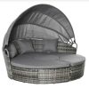 Polirattan luxury sofa with awning 175x180x155 cm sun island gray