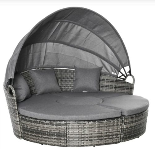 Polirattan luxury sofa with awning 175x180x155 cm sun island gray
