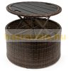 Polirattan luxury sofa with parasol and cushions Ø185 cm furniture set brown-beige