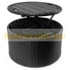Polirattan luxury sofa with parasol and cushions Ø185 cm furniture set black-beige