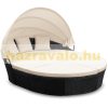 Polirattan luxury sofa with awning and cushions, sunning island black-beige