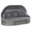 Polirattan luxury sofa with awning 230x145x80 cm garden seating set