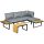 3-person garden furniture set with balcony furniture, seat cushions, aluminum frame, wooden look 