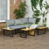 3-person garden furniture set with balcony furniture, seat cushions, aluminum frame, wooden look 