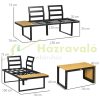 3-person garden furniture set with balcony furniture, seat cushions, aluminum frame, wooden look 
