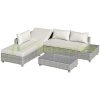 3-piece garden furniture set, garden lounge, garden seating set, PE-rattan weatherproof gray-beige
