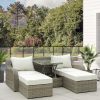 3-piece Luxury polyrattan garden furniture set light gray-beige outdoor sofa, sunbed