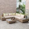 4-piece Luxury polyrattan garden furniture set, garden set, seating set with storage and coffee table brown