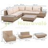 4-piece Luxury polyrattan garden furniture set, garden set, seating set with storage and coffee table brown