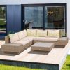 4-piece Luxury polyrattan garden furniture set, garden set, seating set with storage and coffee table brown