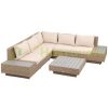 4-piece Luxury polyrattan garden furniture set, garden set, seating set with storage and coffee table brown