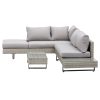 4-person polyrattan Lounge set, coffee table and side table, gray-brown