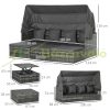 4-part polyrattan lounge set with fold-out parasol and cushions garden furniture gray