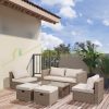 6-piece Polirattan sofa set 151x75x65 cm garden furniture set with coffee table, beige 