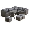 Polirattan seating set 10-piece garden luxury set sofa garden furniture set Lounge dark gray