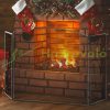 Fireplace grate spark guard 132.5x76.5 cm folding three-panel black fireplace guard screen