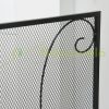 Fireplace grate spark guard 132.5x76.5 cm folding three-panel black fireplace guard screen