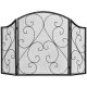 Fireplace grate spark guard 66x31x81 cm folding three-panel vintage design black fireplace guard screen