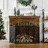 Fireplace grate spark guard 66x31x81 cm folding three-panel vintage design black fireplace guard screen