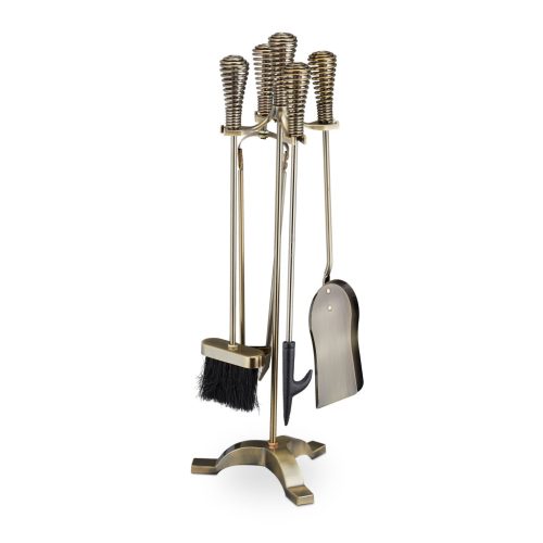 5-piece fireplace equipment gold fireplace tools metal fireplace tools with stand