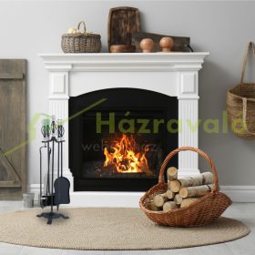   5 részes kandallófelszerelés fekete-ezüst kandallóeszközök fémből kandallószerszámok állvánnyal