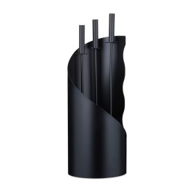   4 részes kandallófelszerelés modern fekete kandallóeszközök fémből kandallószerszámok állvánnyal