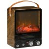 Electric fireplace 30x17x37 cm with realistic fire effect, 2 heating modes (750 W, 1500 W) with walnut effect cover