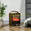 Electric fireplace 30x17x37 cm with realistic fire effect, 2 heating modes (750 W, 1500 W) with walnut effect cover
