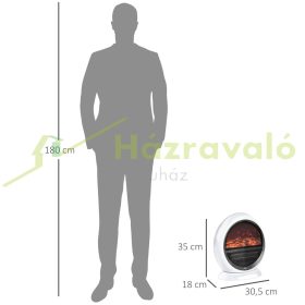   LED Elektromos kandalló 30,5x18x35 cm mini asztali kandalló 1500W fűtőberendezés lánghatással 