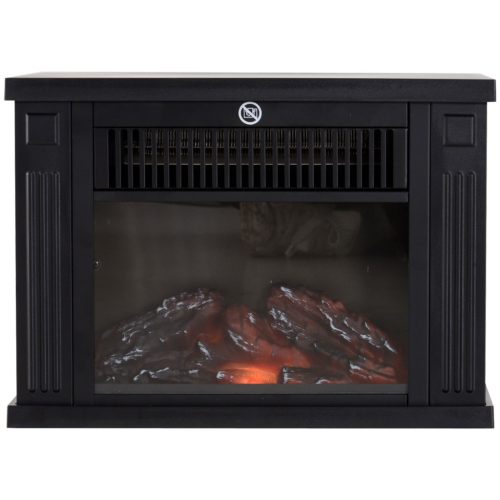 Electric fireplace classic black 34x17x25 cm with halogen lamp flame effect