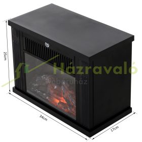   Elektromos kandalló klasszikus fekete 34x17x25 cm halogénlámpás lánghatással