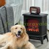 Freestanding electric fireplace 36.5 x 24 x 45.5 cm with flame effect 2 heating modes 1000W/2000W black