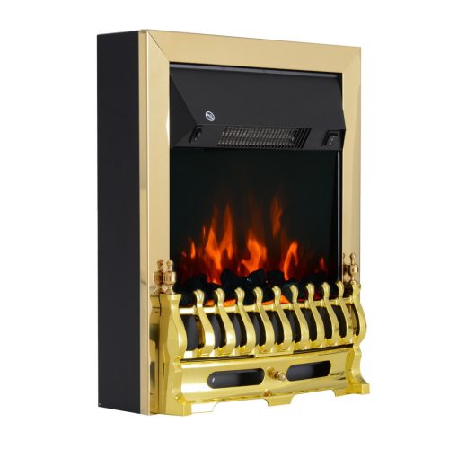 Electric fireplace 48.2 x 18.5 x 59.2 cm standing fireplace, 1000/2000W gold 