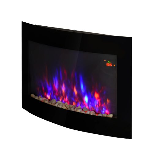 Electric fireplace 65x11x52 cm LED wall display fireplace with 7 adjustable colors